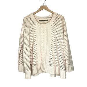 Enza Costa Oversized Knit Alpaca Wool Sweater Oatmeal Tan Size XS
